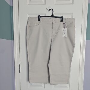 Plus Size Cropped Beige Pants